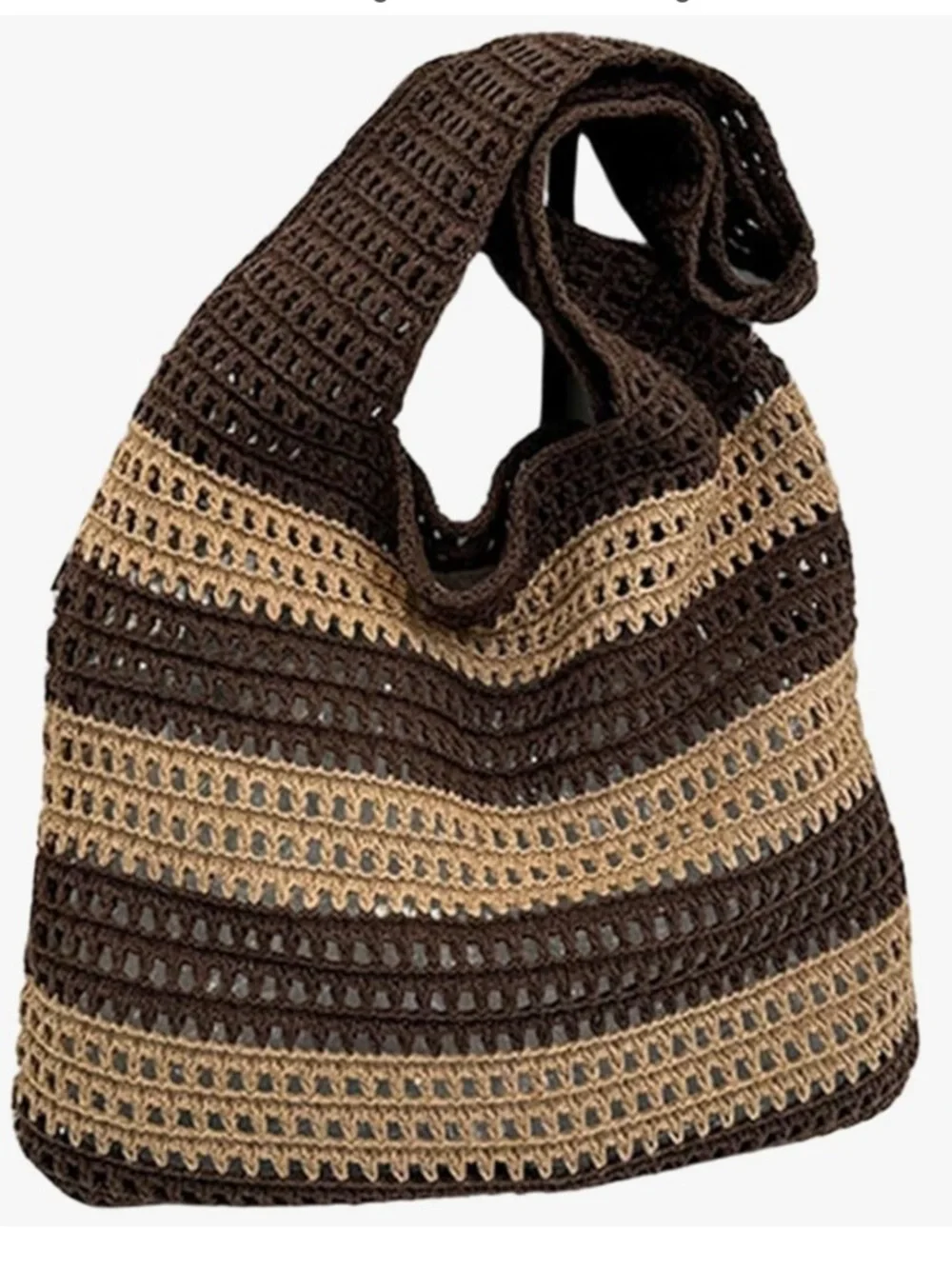 Women's Color Block Striped Crochet Tote Bag